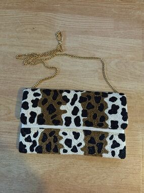 Francesca's Collections Beaded Leopard Crossbody - Brown/Black/White